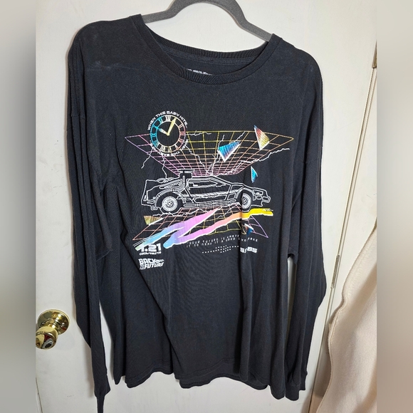 Back To The Future Other - Back To The Future Men's 2XL Black Long Sleeve T-Shirt